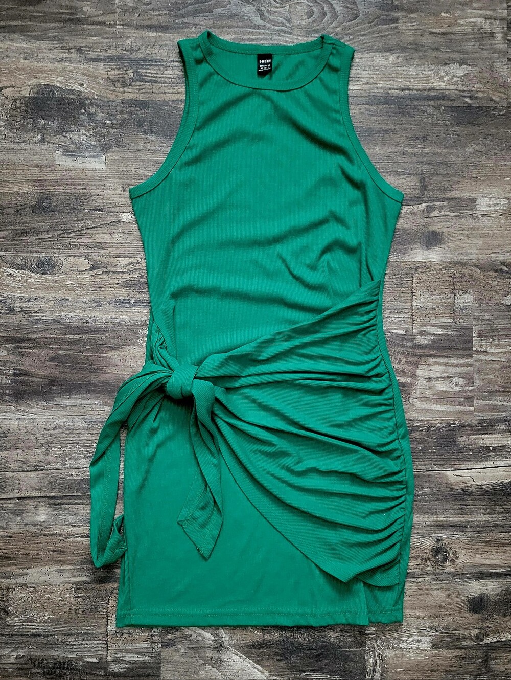 Emerald Green Faux Wrap Tank Dress